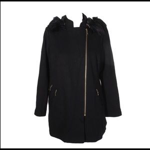 NWOT INC Faux Fur Trim Hooded Coat
